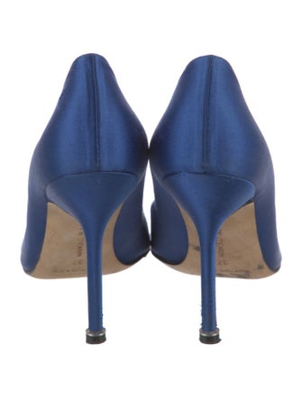 Manolo Blahnik Satin Crystal Embellishments Pumps