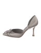 Manolo Blahnik Satin Crystal Embellishments D'Orsay Pumps