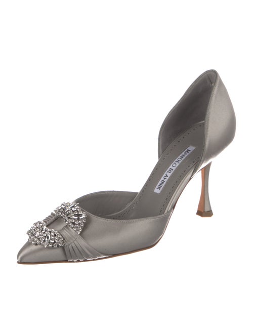 Manolo Blahnik Satin Crystal Embellishments D'Orsay Pumps