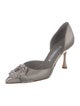 Manolo Blahnik Satin Crystal Embellishments D'Orsay Pumps