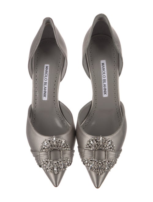 Manolo Blahnik Satin Crystal Embellishments D'Orsay Pumps