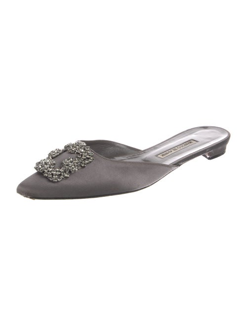 Manolo Blahnik Satin Crystal Embellishments Mules