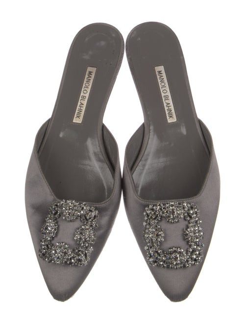 Manolo Blahnik Satin Crystal Embellishments Mules