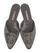 Manolo Blahnik Satin Crystal Embellishments Mules