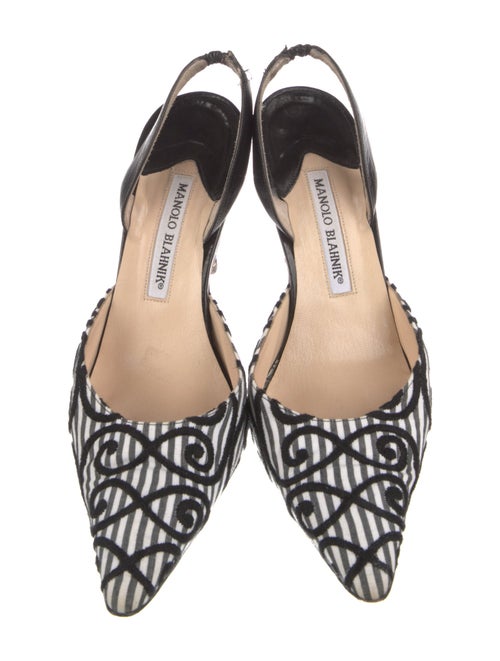 Manolo Blahnik Printed Embroidered Accent Slingback Pumps