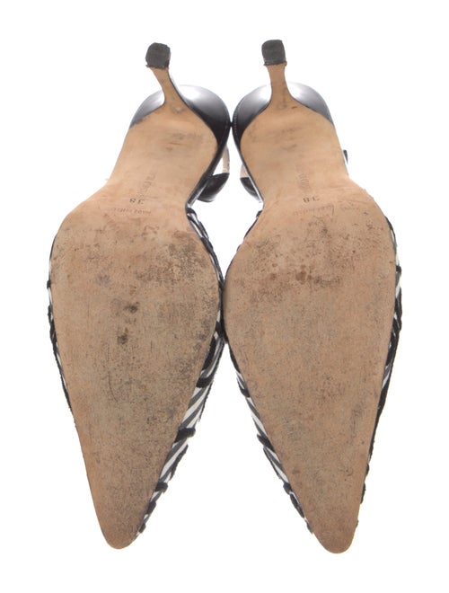 Manolo Blahnik Printed Embroidered Accent Slingback Pumps