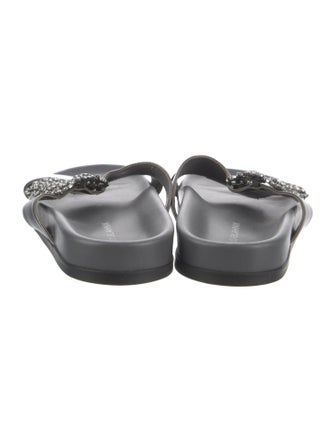 Manolo Blahnik Grey Metallic Leather Slide