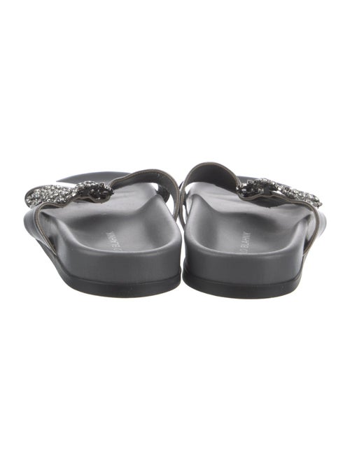 Manolo Blahnik Grey Metallic Leather Slide
