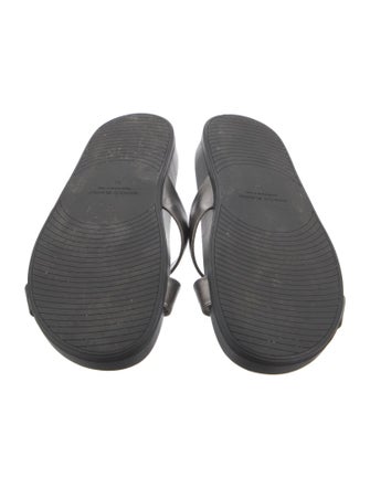 Manolo Blahnik Grey Metallic Leather Slide