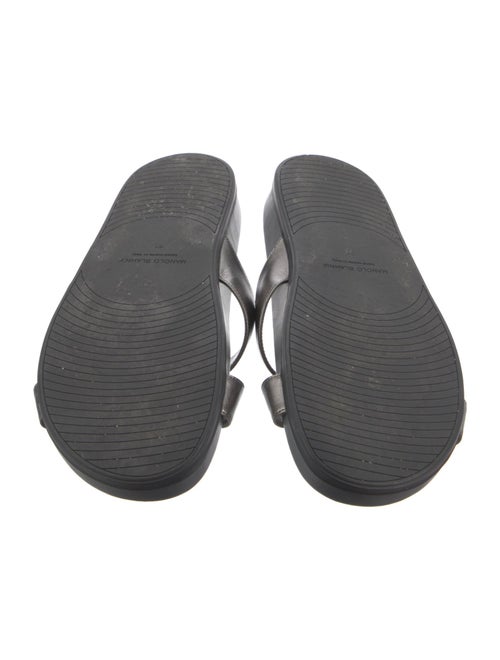 Manolo Blahnik Grey Metallic Leather Slide