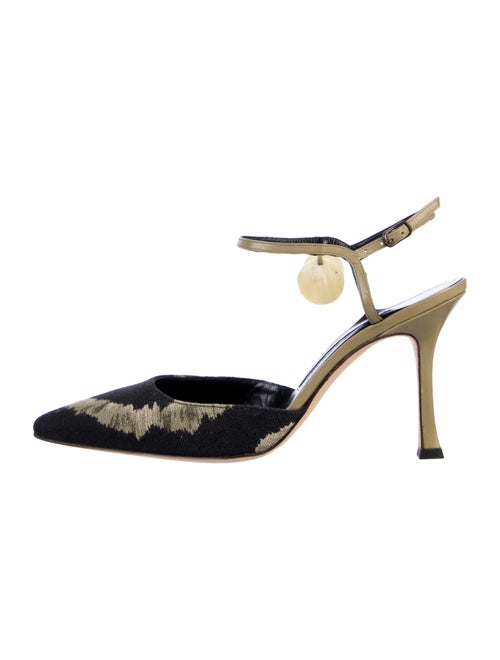 Manolo Blahnik Canvas Slingback Pumps