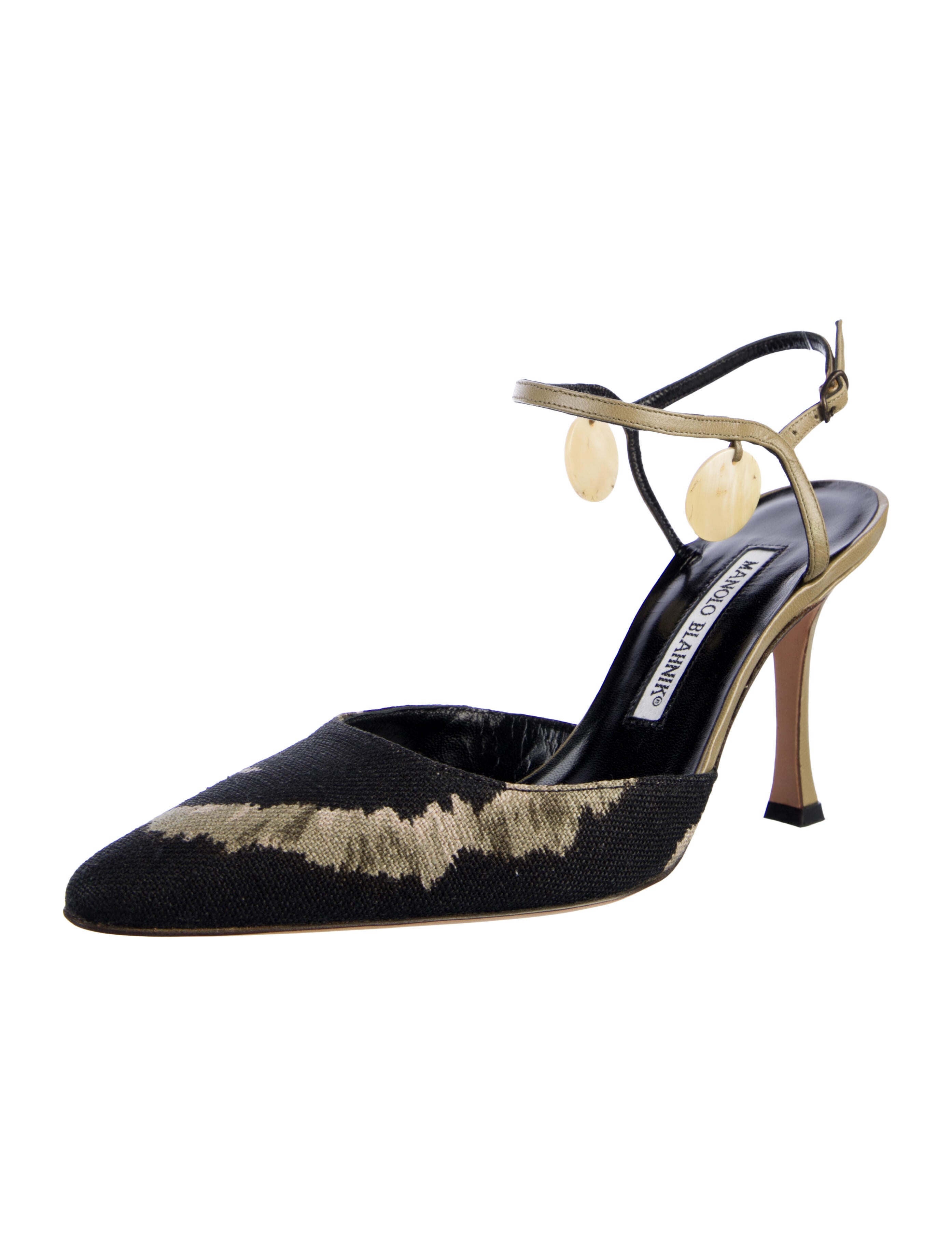 Manolo Blahnik Canvas Slingback Pumps