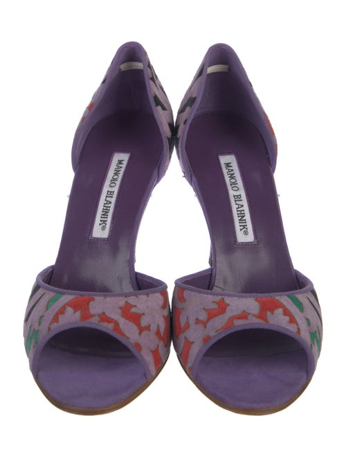 Manolo Blahnik Suede Printed D'Orsay Pumps