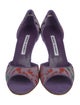 Manolo Blahnik Suede Printed D'Orsay Pumps