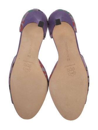 Manolo Blahnik Suede Printed D'Orsay Pumps