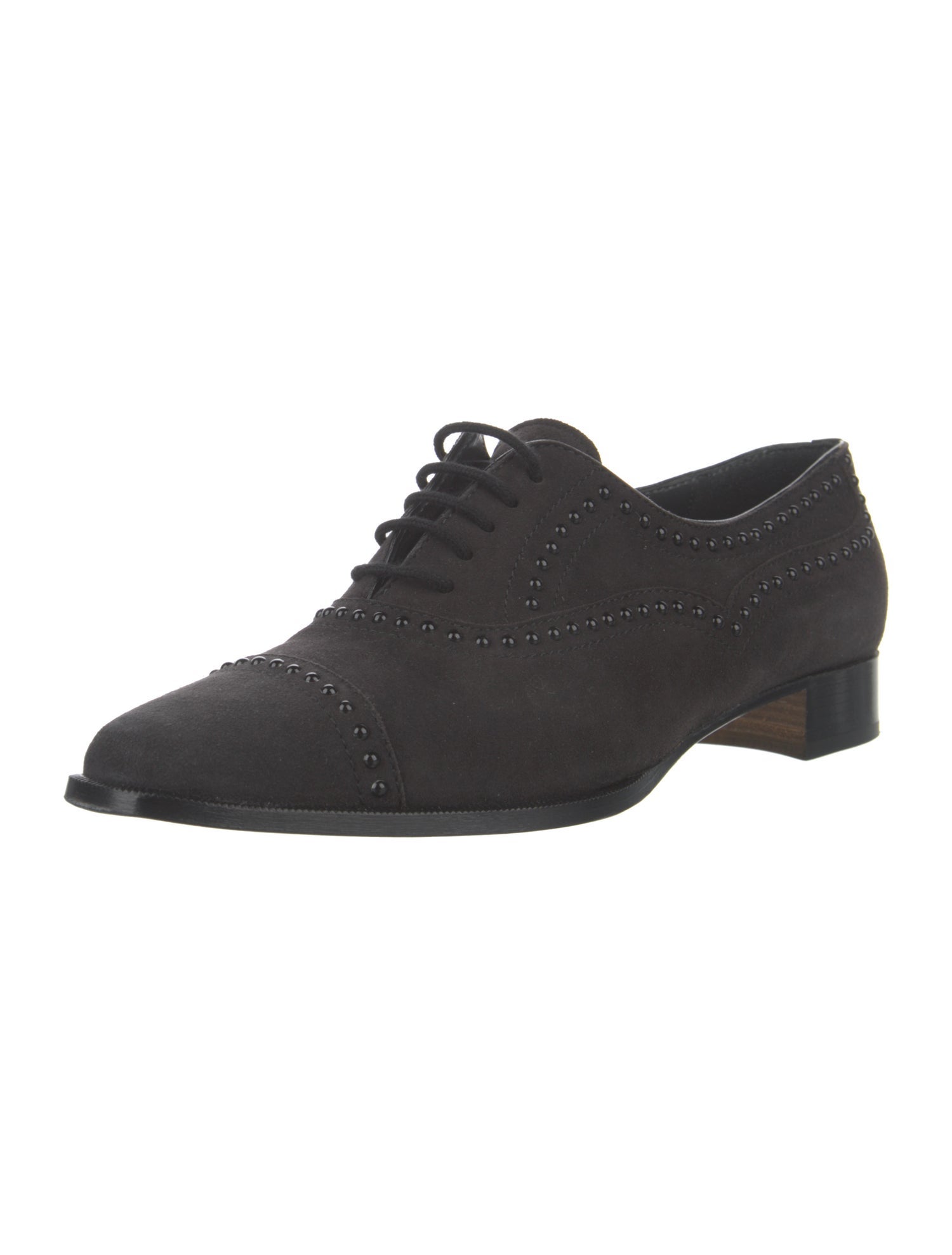 Manolo Blahnik Suede Studded Accents Oxfords