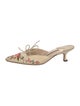 Manolo Blahnik Floral Print Embroidered Accent Mules