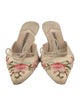Manolo Blahnik Floral Print Embroidered Accent Mules