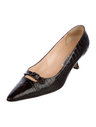 Manolo Blahnik Alligator Keyhole Accent Pumps