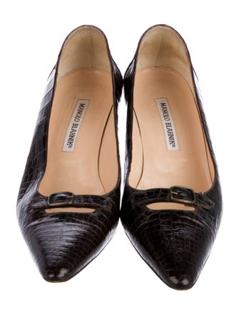 Manolo Blahnik Alligator Keyhole Accent Pumps