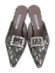Manolo Blahnik Printed Glitter Accents Mules