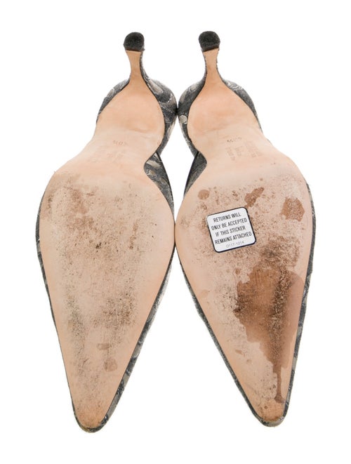 Manolo Blahnik Printed Glitter Accents Mules