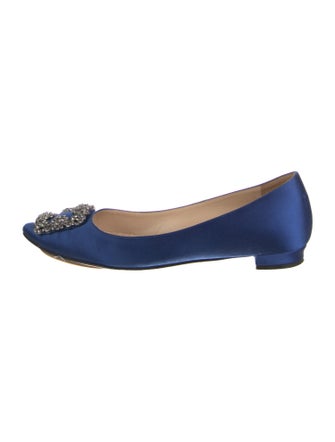 Manolo Blahnik Satin Crystal Embellishments Flats