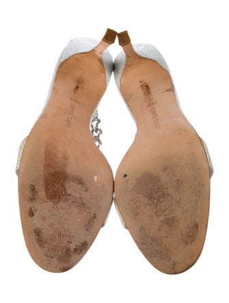 Manolo Blahnik Leather Chain-Link Accents Sandals