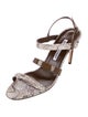 Manolo Blahnik Embossed Leather Animal Print Gladiator Sandals
