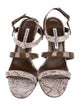 Manolo Blahnik Embossed Leather Animal Print Gladiator Sandals