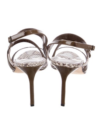 Manolo Blahnik Embossed Leather Animal Print Gladiator Sandals