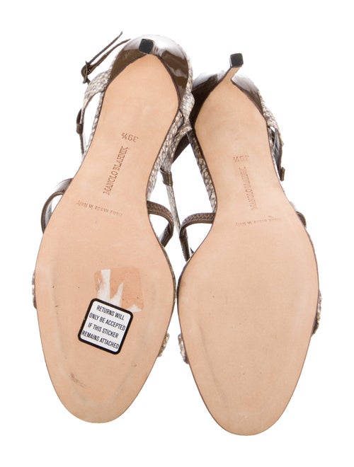 Manolo Blahnik Embossed Leather Animal Print Gladiator Sandals
