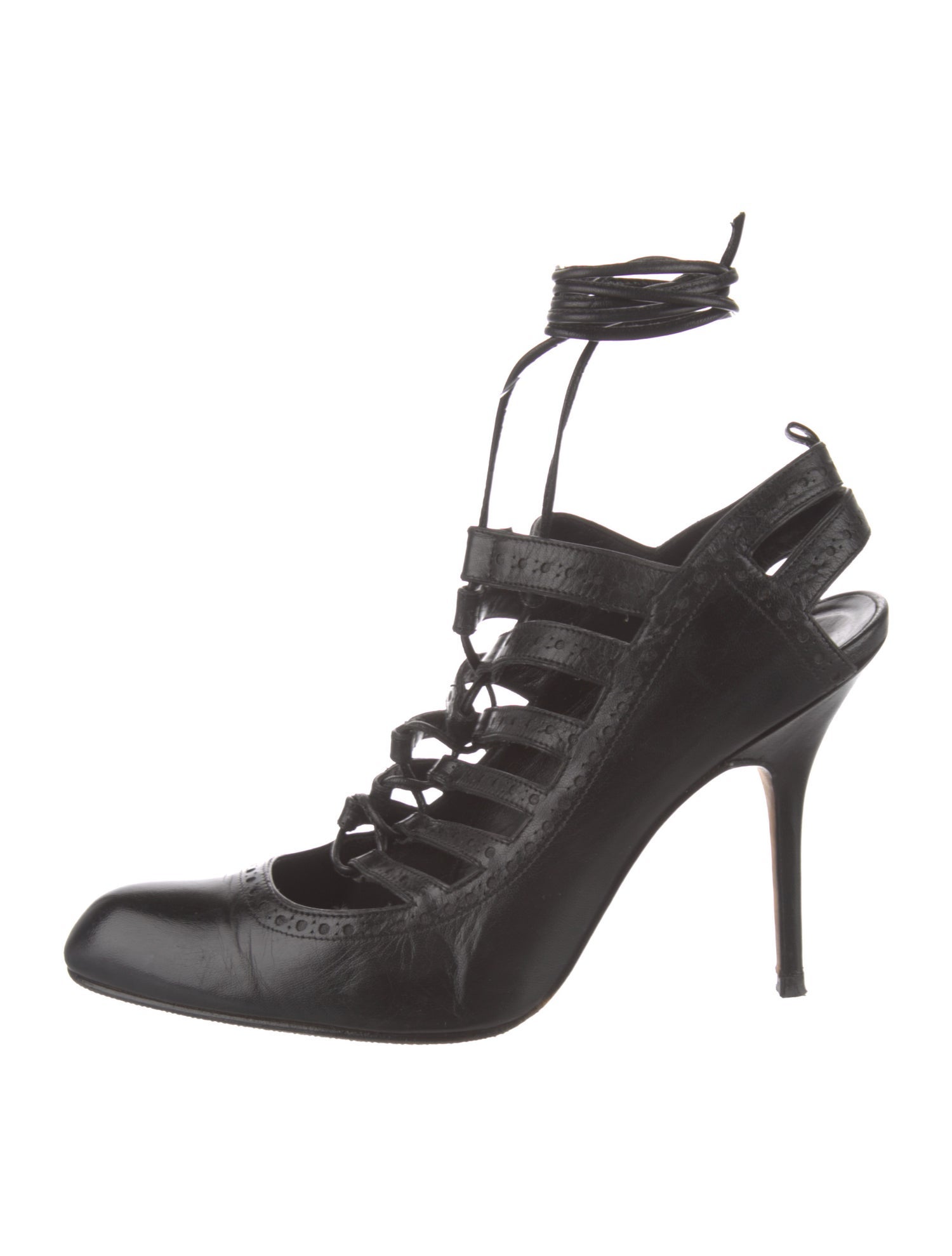 Manolo Blahnik Leather T-Strap Pumps