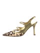 Manolo Blahnik Mesh Animal Print Slingback Pumps