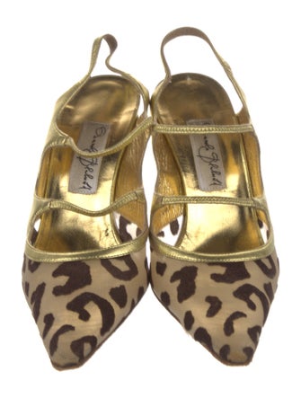 Manolo Blahnik Mesh Animal Print Slingback Pumps