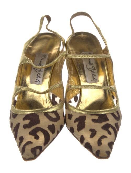 Manolo Blahnik Mesh Animal Print Slingback Pumps