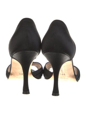 Manolo Blahnik Satin Crystal Embellishments D'Orsay Pumps