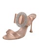 Manolo Blahnik Satin Crystal Embellishments Slides