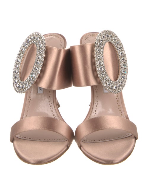 Manolo Blahnik Satin Crystal Embellishments Slides