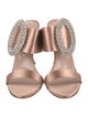 Manolo Blahnik Satin Crystal Embellishments Slides