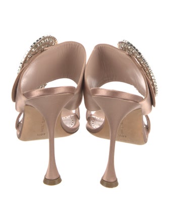 Manolo Blahnik Satin Crystal Embellishments Slides