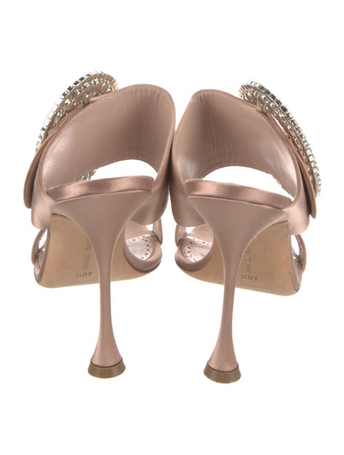 Manolo Blahnik Satin Crystal Embellishments Slides