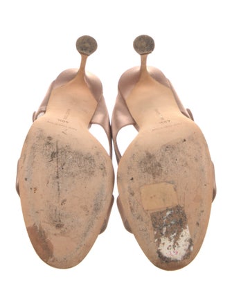 Manolo Blahnik Satin Crystal Embellishments Slides