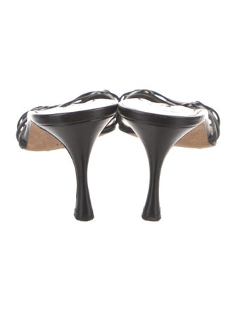 Manolo Blahnik Satin Crystal Embellishments Slides