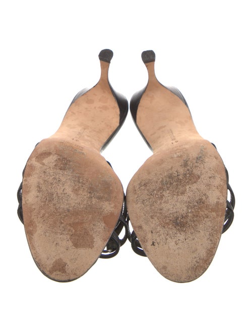 Manolo Blahnik Satin Crystal Embellishments Slides