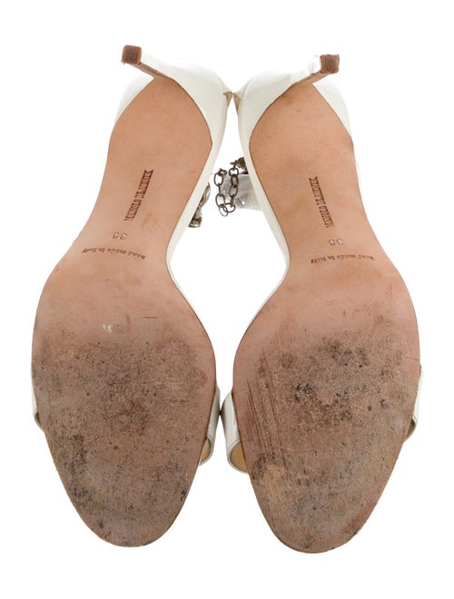 Manolo Blahnik Patent Leather Chain-Link Accents Slingback Sandals