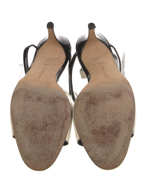 Manolo Blahnik Patent Leather Colorblock Pattern Slingback Sandals