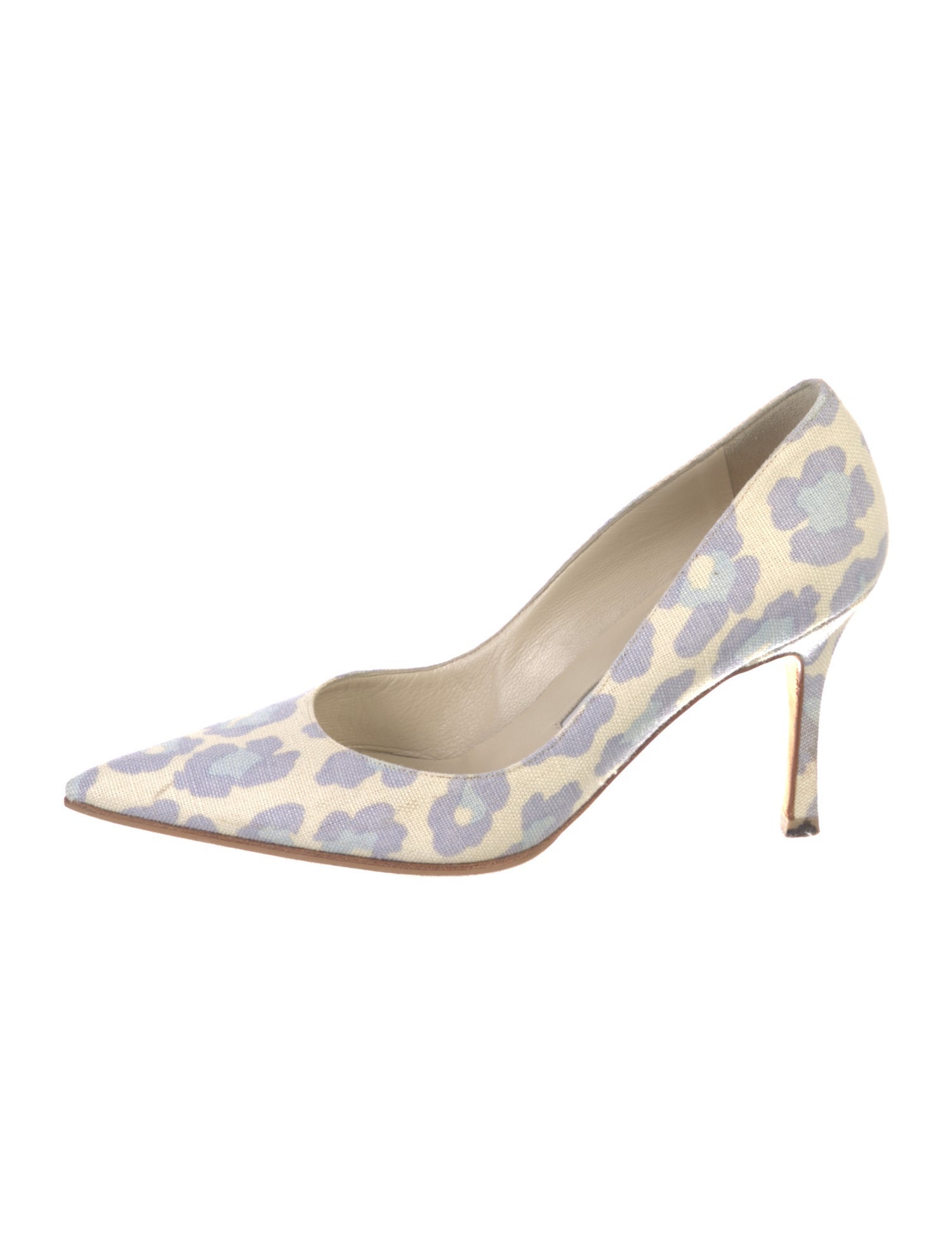 Manolo Blahnik Canvas Animal Print Pumps
