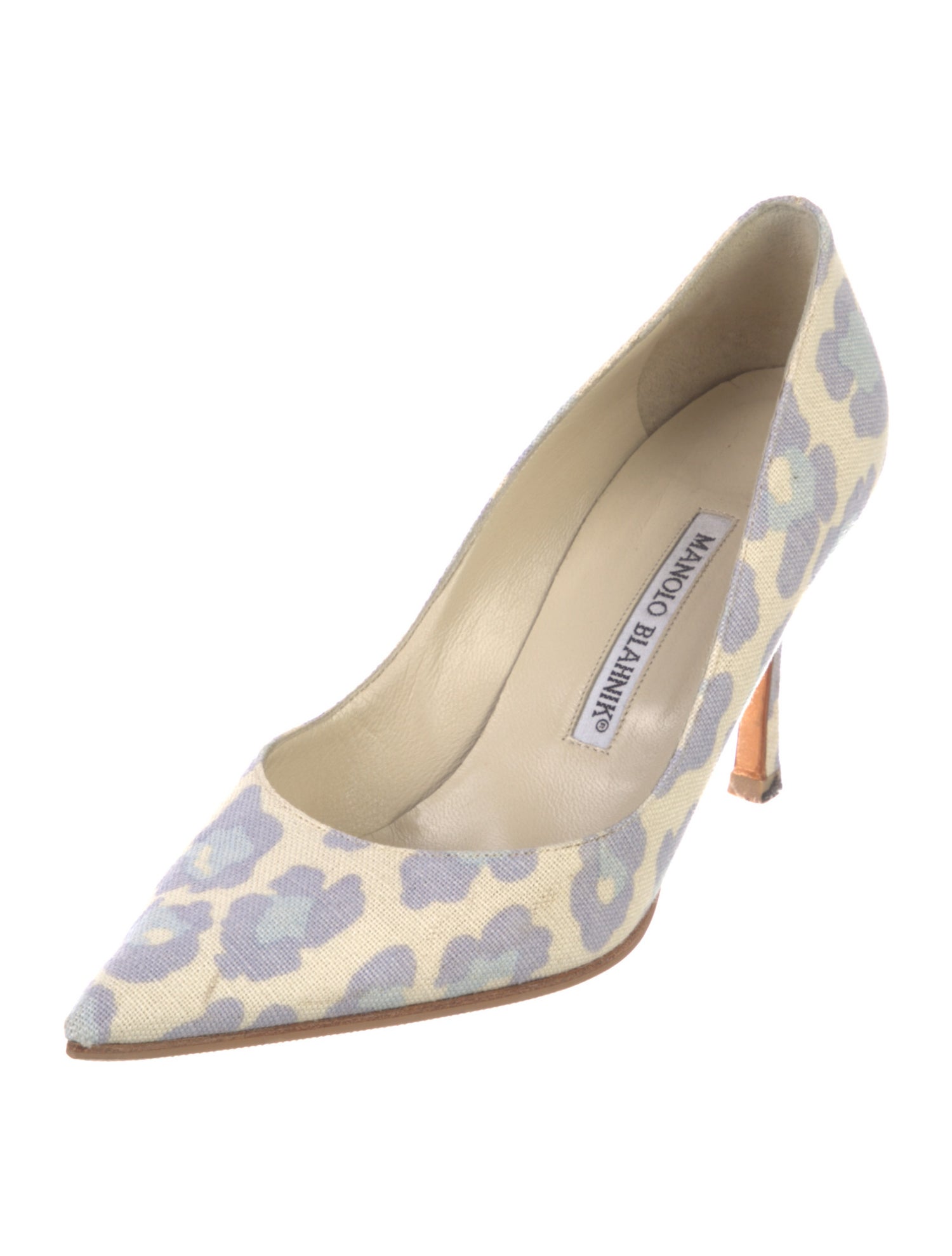 Manolo Blahnik Canvas Animal Print Pumps