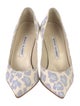 Manolo Blahnik Canvas Animal Print Pumps